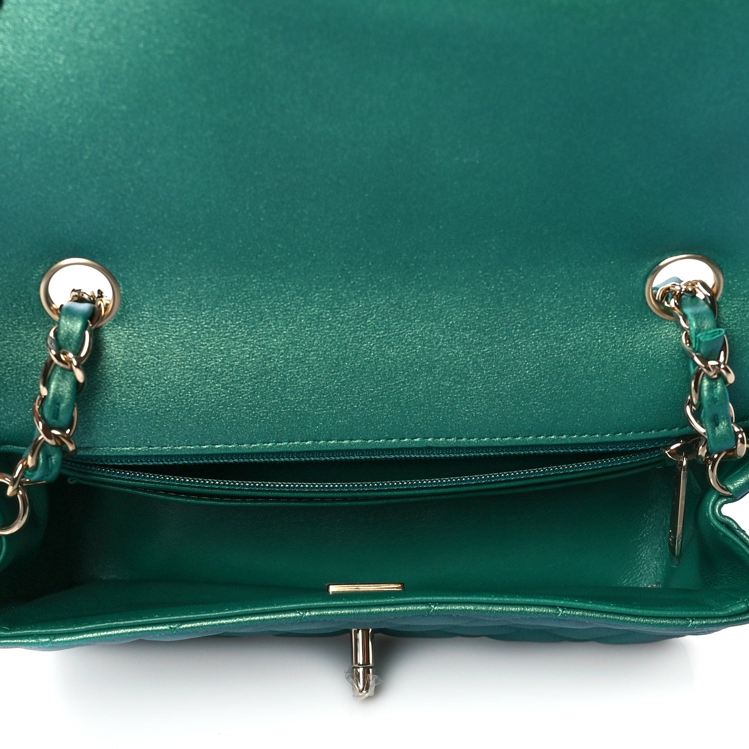 Chanel Iridescent Calfskin Quilted Mini Rectangular Flap Green 4 of 10