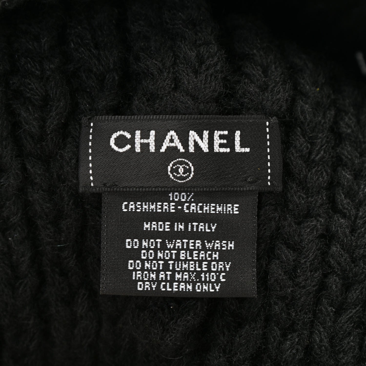 Chanel Cashmere CC Beanie Hat Black White 4 of 5