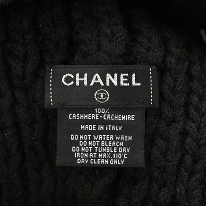 Chanel Cashmere CC Beanie Hat Black White 4 of 5
