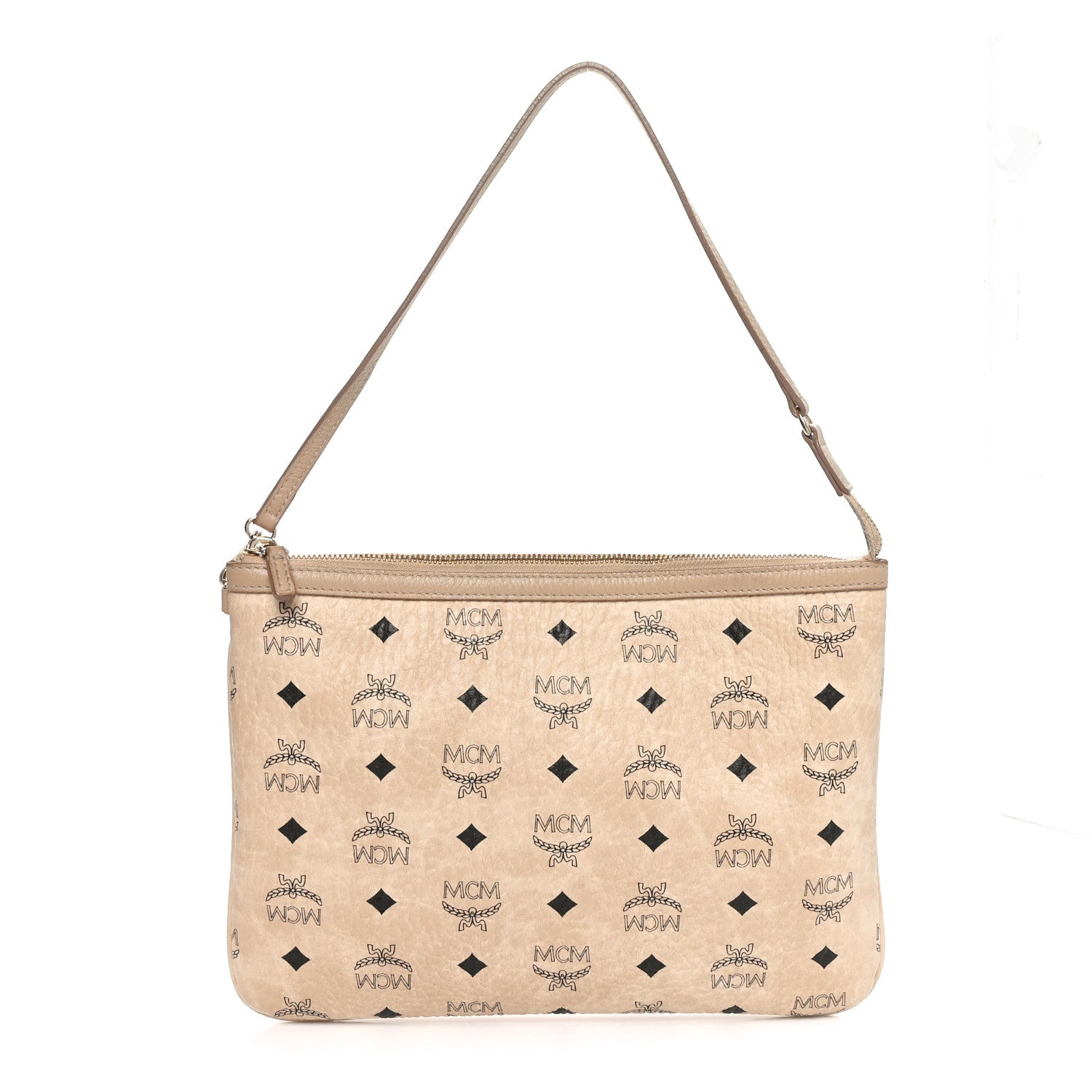 MCM Visetos Liz Shopper Tote Pouch Beige 1 of 11