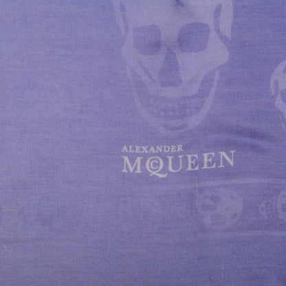 Alexander McQueen Modal Silk Degrade Skull Scarf Royal Blue White 4 of 7
