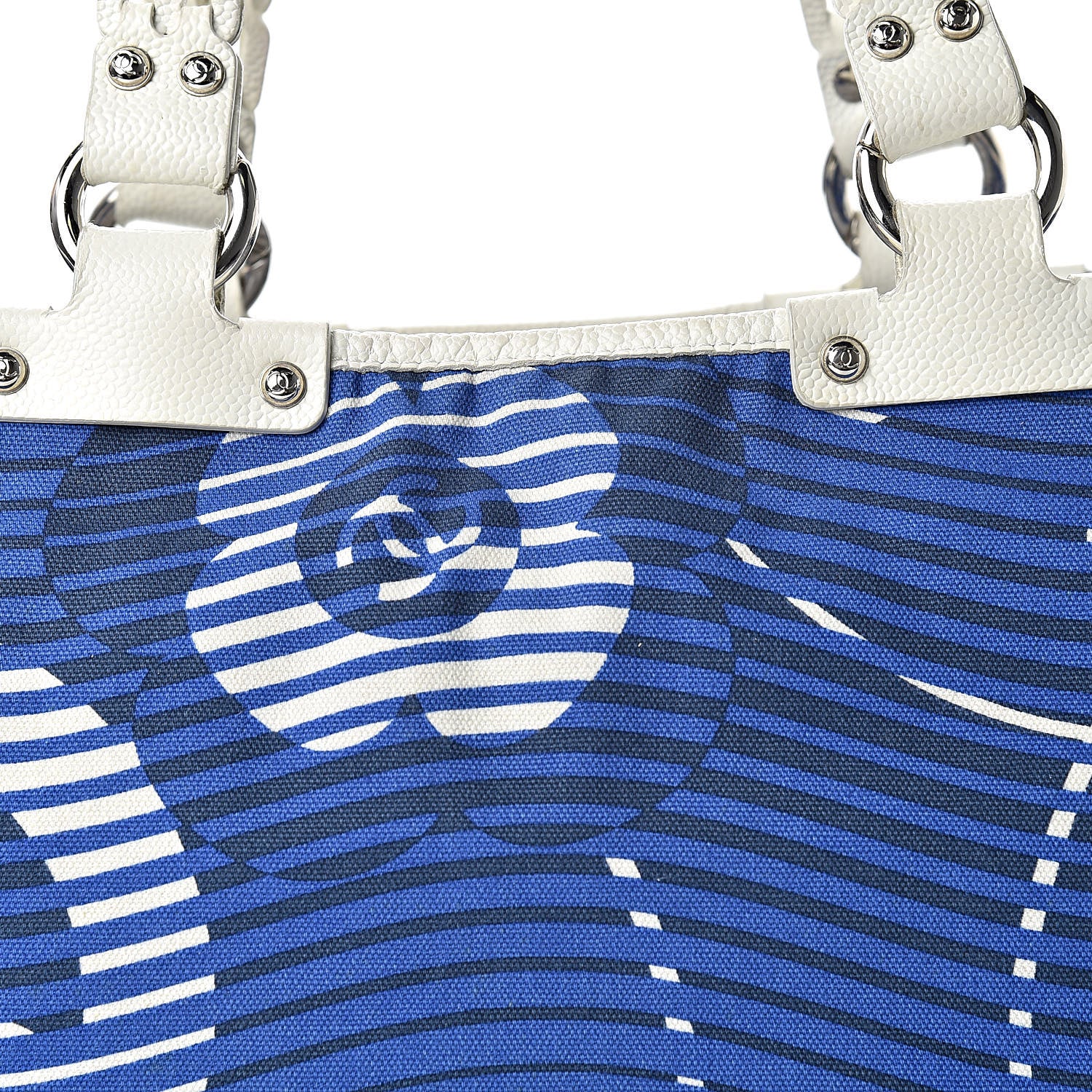 Chanel Canvas Camellia Flower Beach Tote Blue 8 of 17