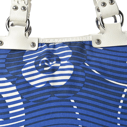 Chanel Canvas Camellia Flower Beach Tote Blue 8 of 17