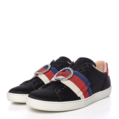 Gucci Canvas Crystal Sylvie Web Womens Ace Sneakers 38 Black 3 of 17