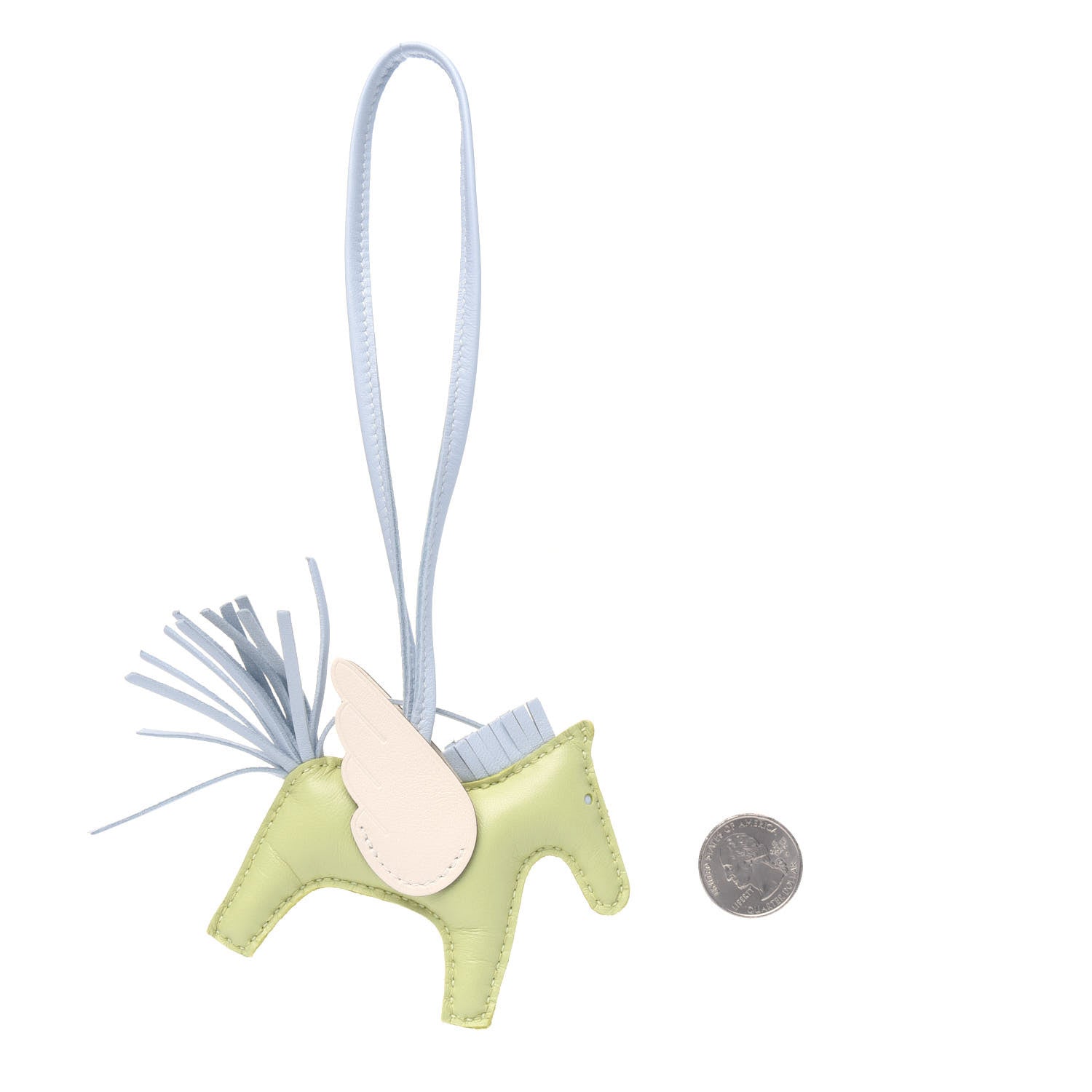 Hermes Milo Lambskin Grigri Rodeo Pegase Horse Bag Charm PM Jaune Bourgeon Bleu Brume Nata 2 of 2