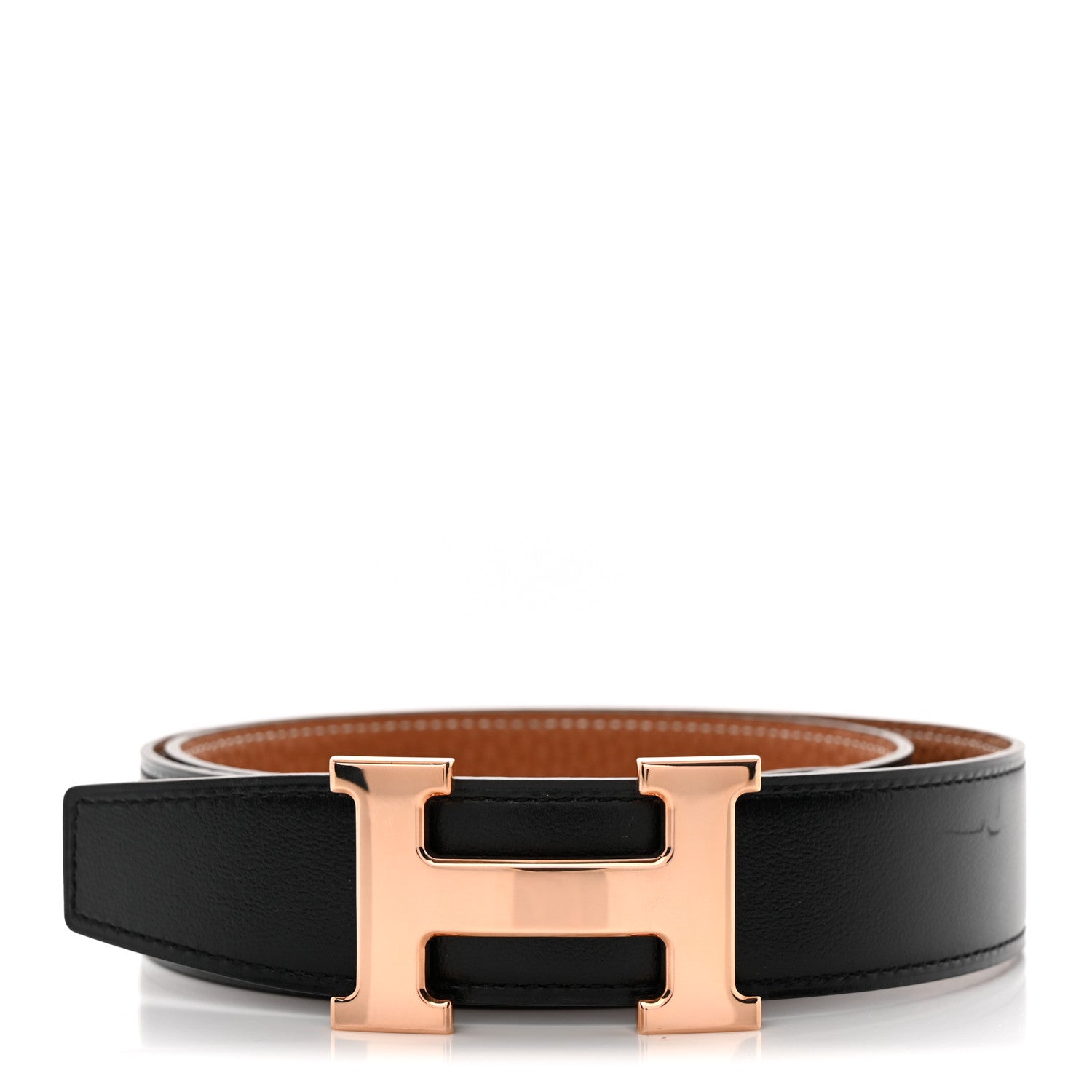 Hermes Box Togo 32mm H Belt 80 32 Black Gold 1 of 6