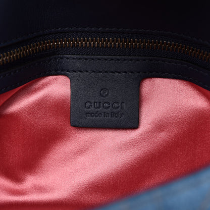 Gucci Denim Matelasse Pearl Studded Small GG Marmont Shoulder Bag Blue 8 of 10