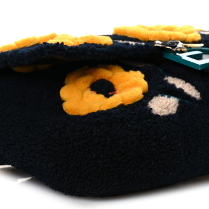 Fendi Shearling Vitello Dolce Flowers Large Baguette Blue Multicolor 9 of 11