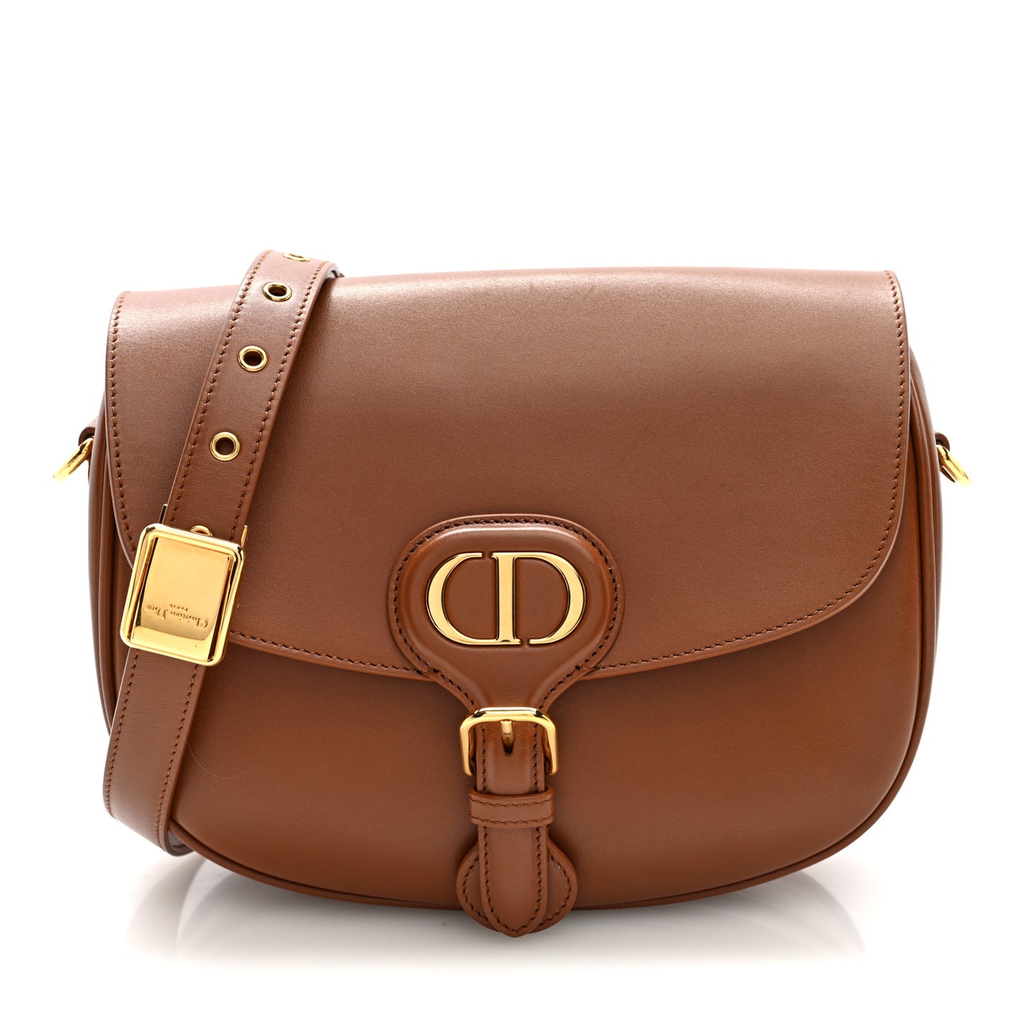 Box Calfskin Medium Bobby Flap Dark Tan