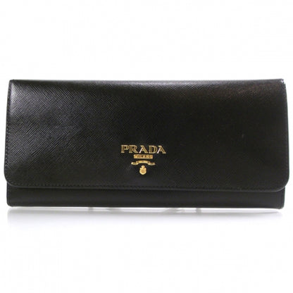 Prada Saffiano Long Wallet Black 1 of 9