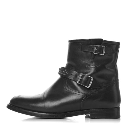 Saint Laurent Smooth Calfskin Studded Light Bowling Boots 36.5 Black 1 of 11