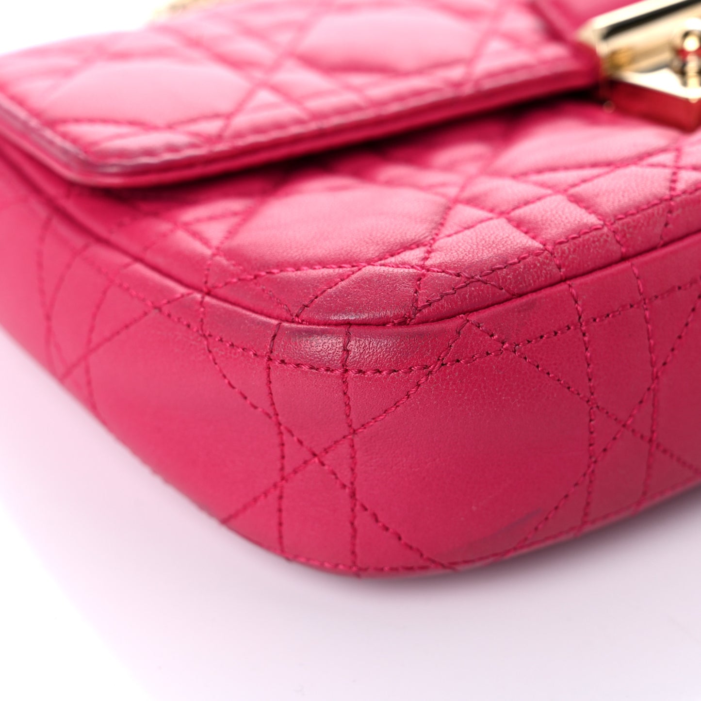 Lambskin Cannage Miss Dior Promenade Pouch Fuchsia