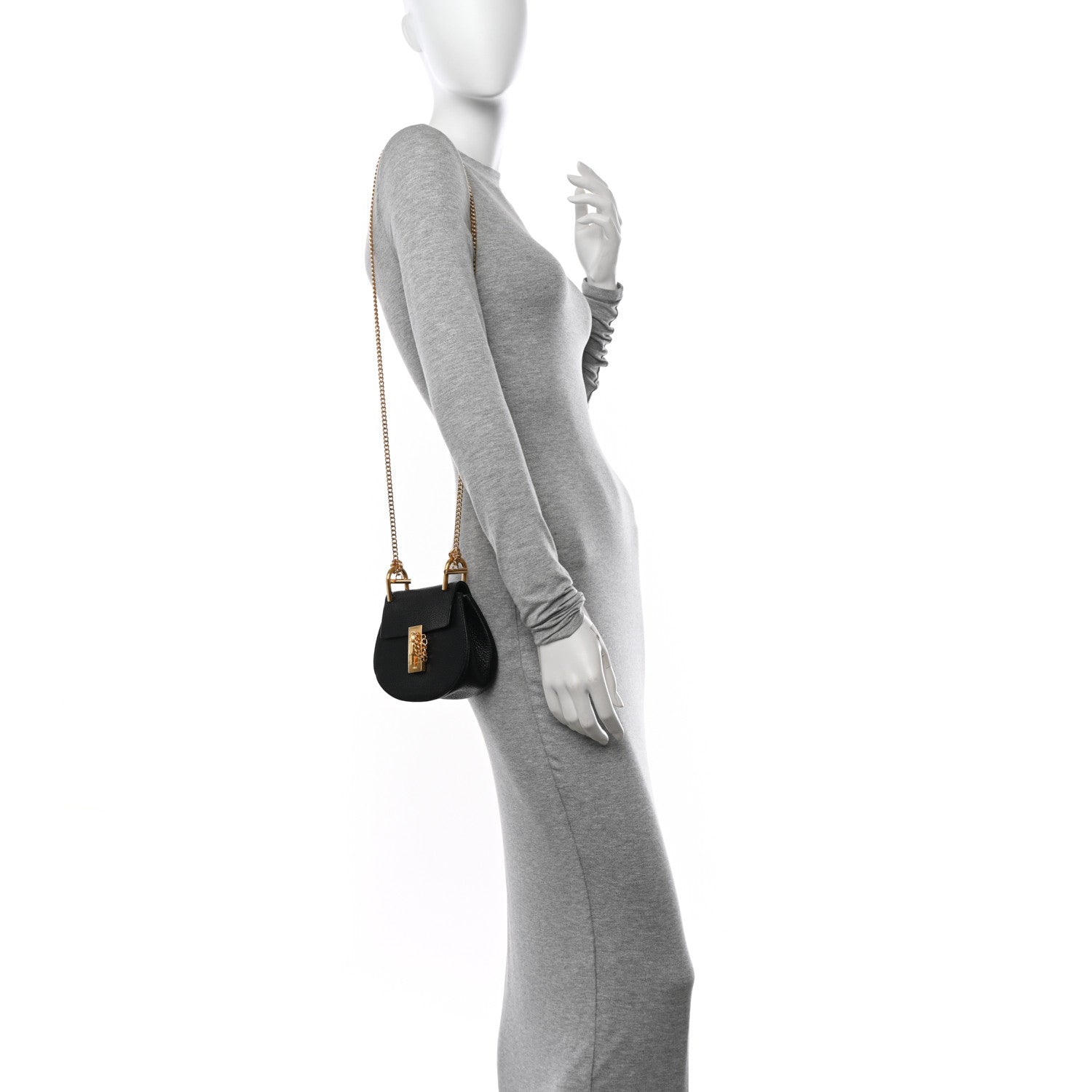 Chloe Grained Lambskin Nano Drew Shoulder Bag Black 2 of 10