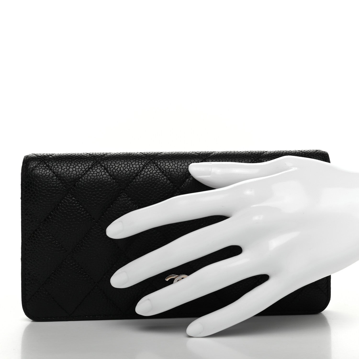 Chanel Caviar Quilted Yen Wallet Black 2 of 8