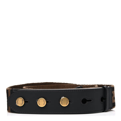 Fendi Ribbon Vitello Century FF 1974 Flat Studded Strap You Fango Marrone Ebano 2 of 5