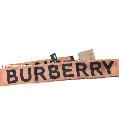 Burberry Silk Vintage Check Logo Print Skinny Scarf Archive Beige 7 of 7