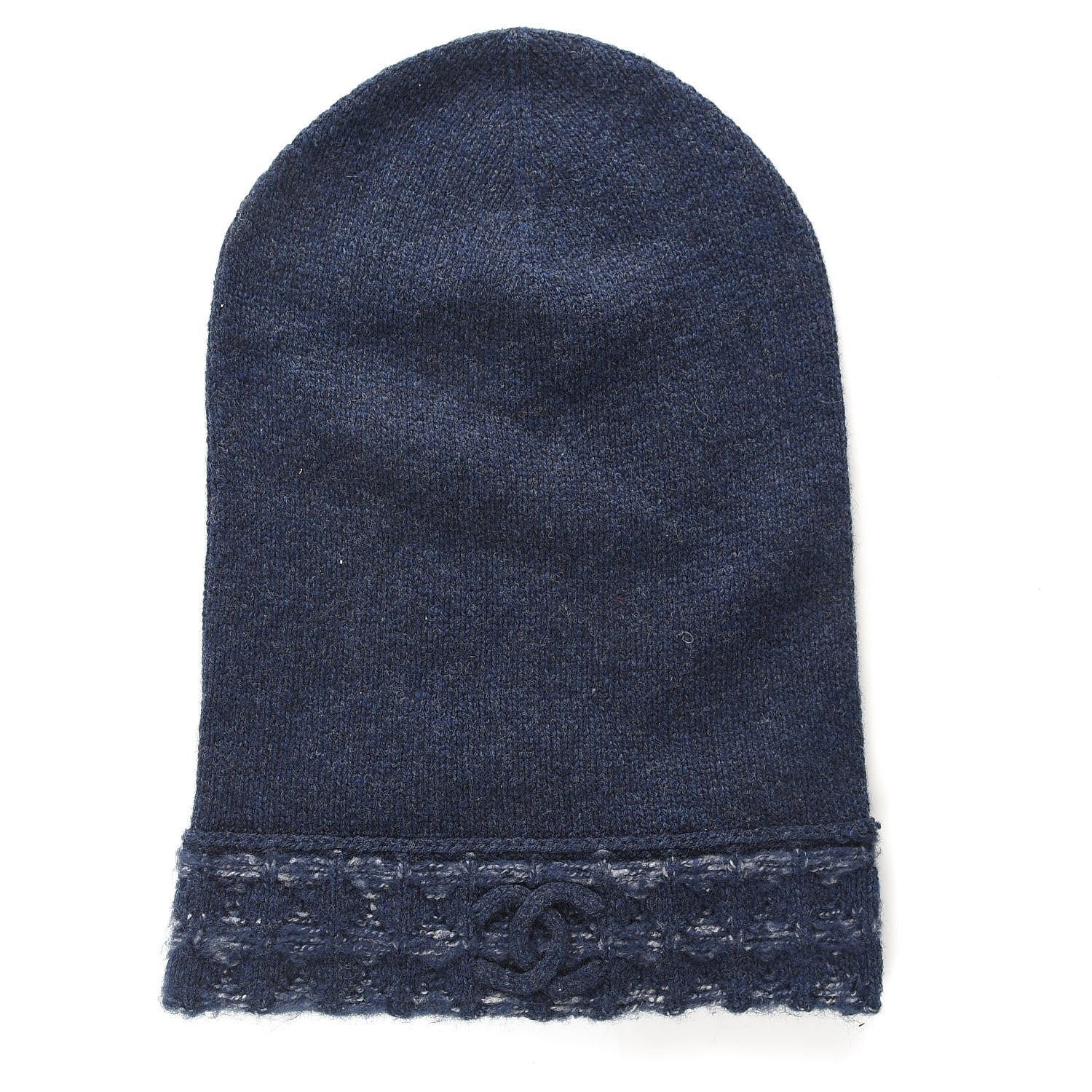 Chanel Cashmere Silk CC Beanie Hat Navy 1 of 4