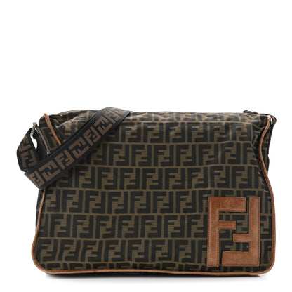 Fendi Zucca Vitello Patchwork Shoulder Flap Bag Tobacco Sabbia 1 of 12