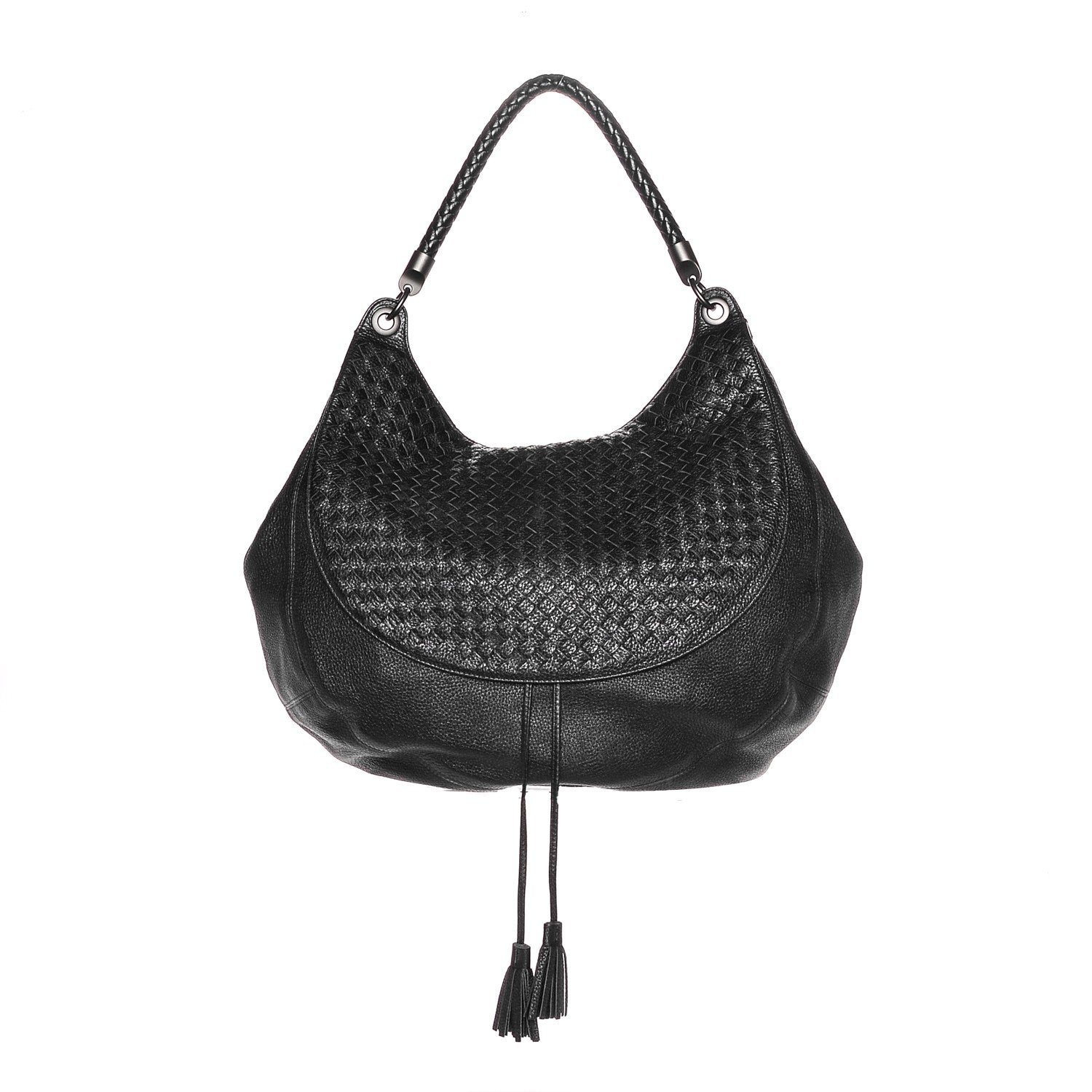 Bottega Veneta Cervo Intrecciato Flap Hobo Nero Black 1 of 7
