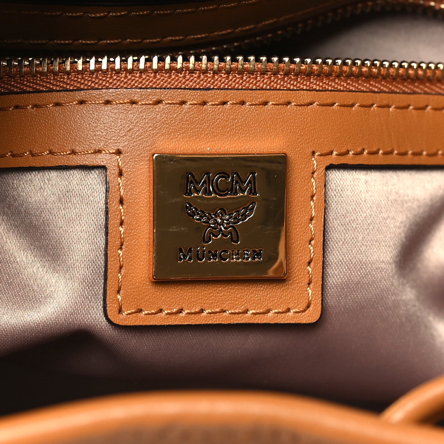 Visetos Swarovski Crystal Studded Mini Drawstring Bucket Bag Cognac