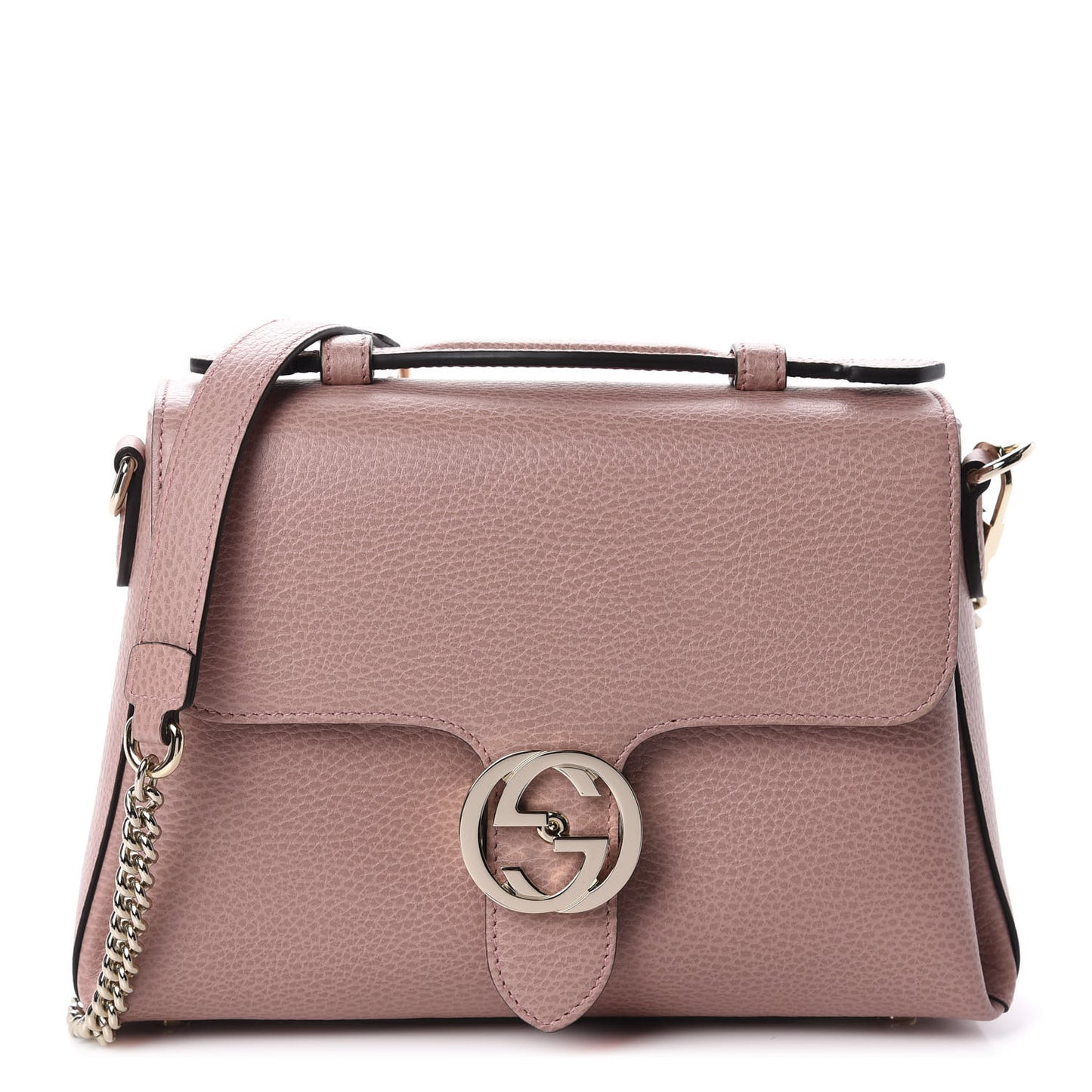 Dollar Calfskin Interlocking G Top Handle Shoulder Bag Soft Pink