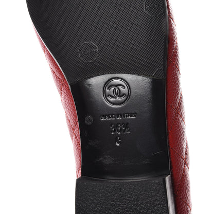 Chanel Caviar Quilted CC Cap Toe Ballerina Flats 36.5 Red 6 of 8