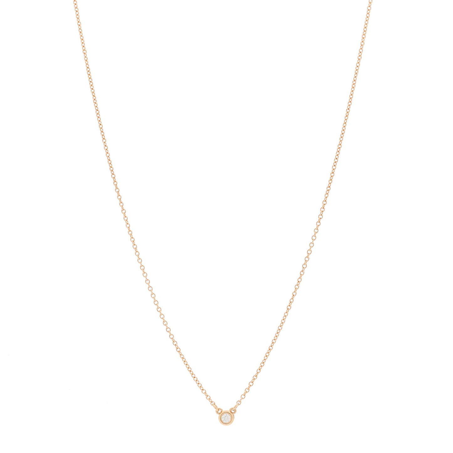 18K Rose Gold Diamond .03ct Elsa Peretti Diamonds by the Yard Pendant Necklace