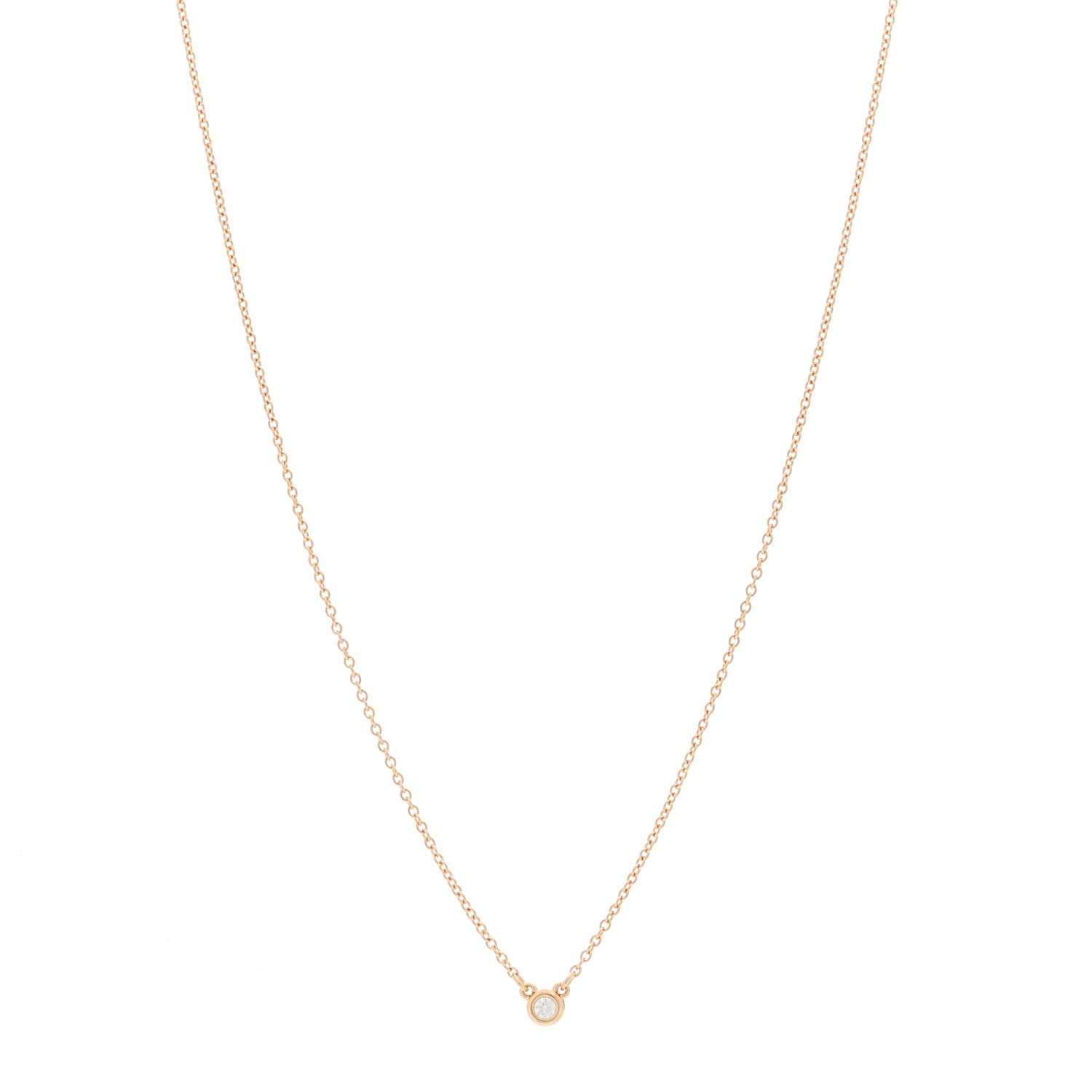 Tiffany 18K Rose Gold Diamond .03ct Elsa Peretti Diamonds by the Yard Pendant Necklace 1 of 7