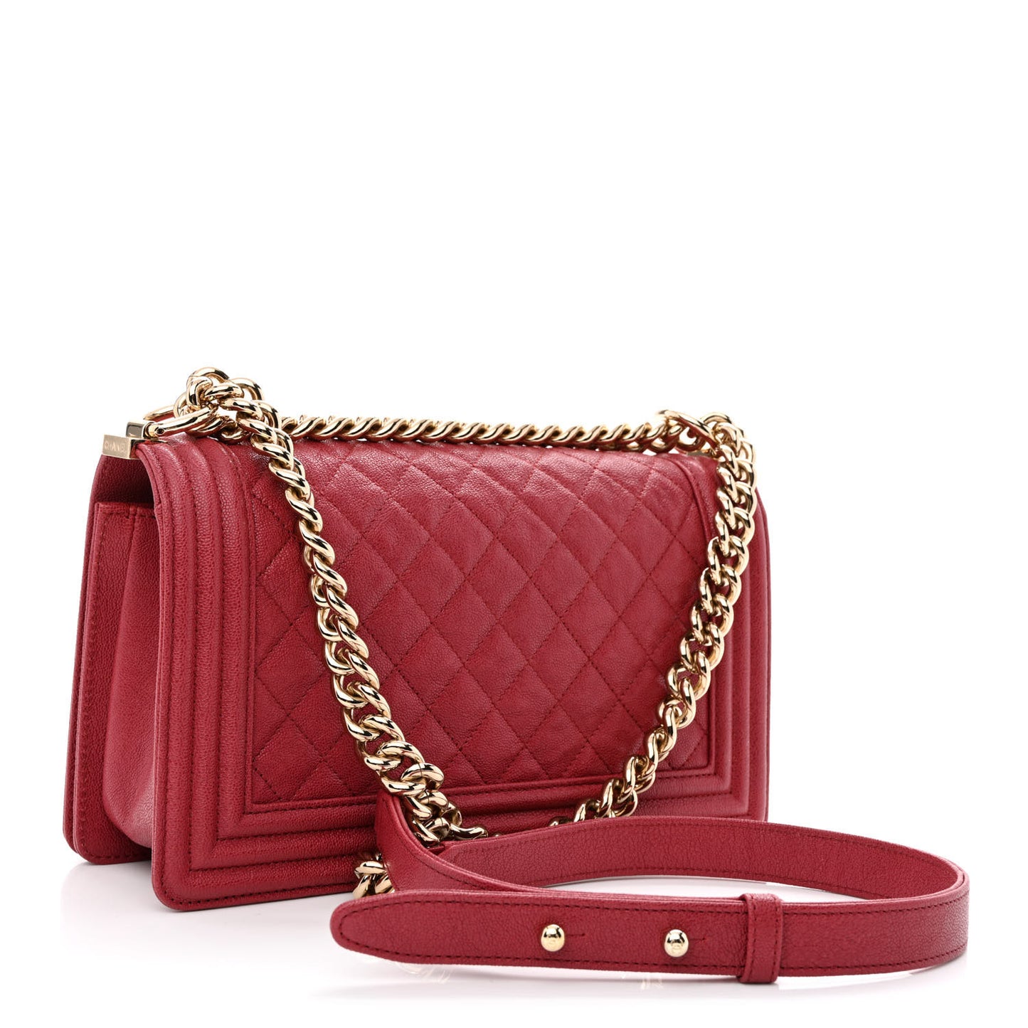 Caviar Quilted Medium Boy Flap Red