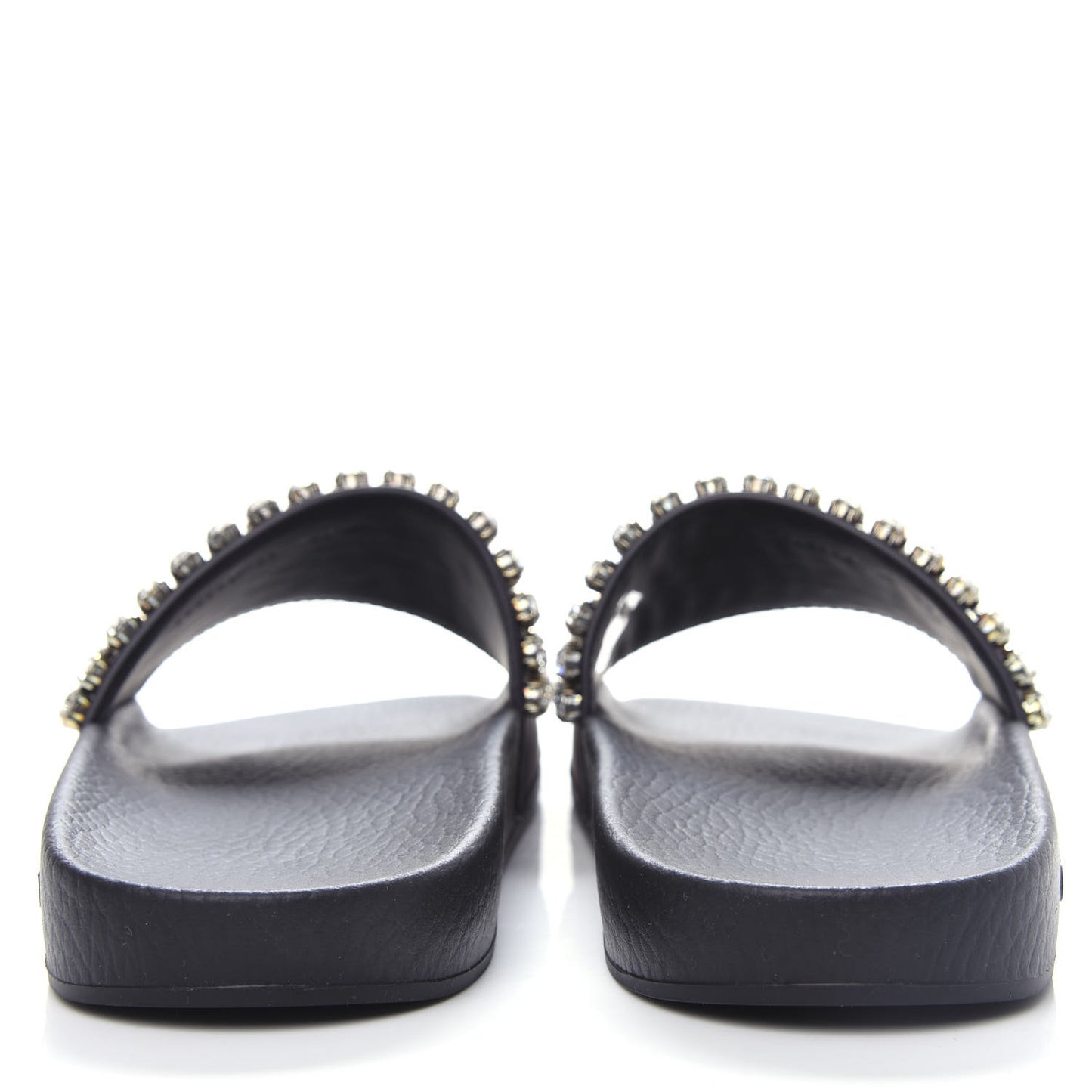 Calfskin Crystal Embellished Web Slide Sandals 42 Blue Red