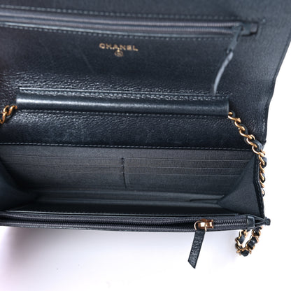 Chanel Metallic Calfskin Quilted Boy Wallet On Chain WOC Charcoal 4 of 4