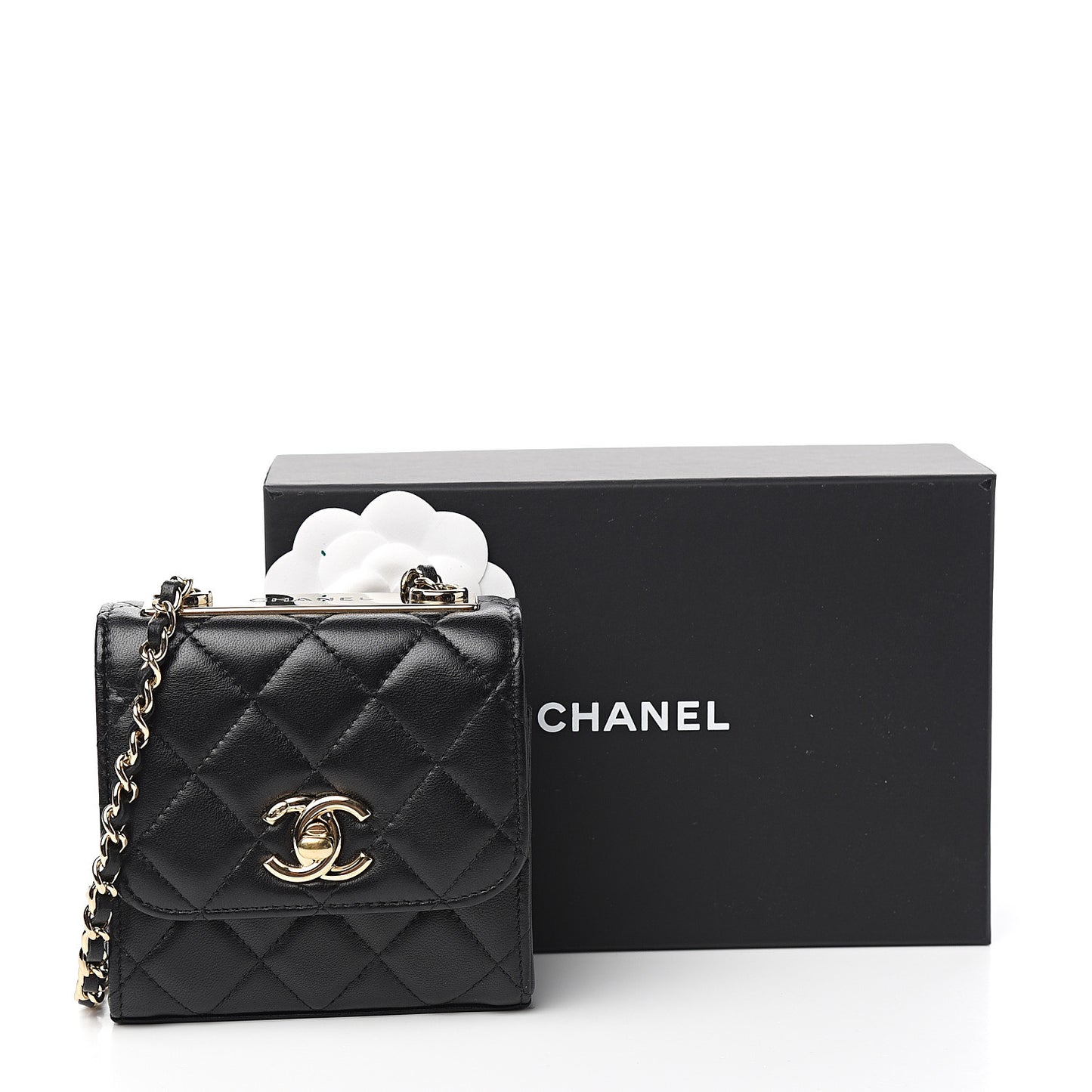 Lambskin Quilted Mini Trendy CC Chain Wallet Black