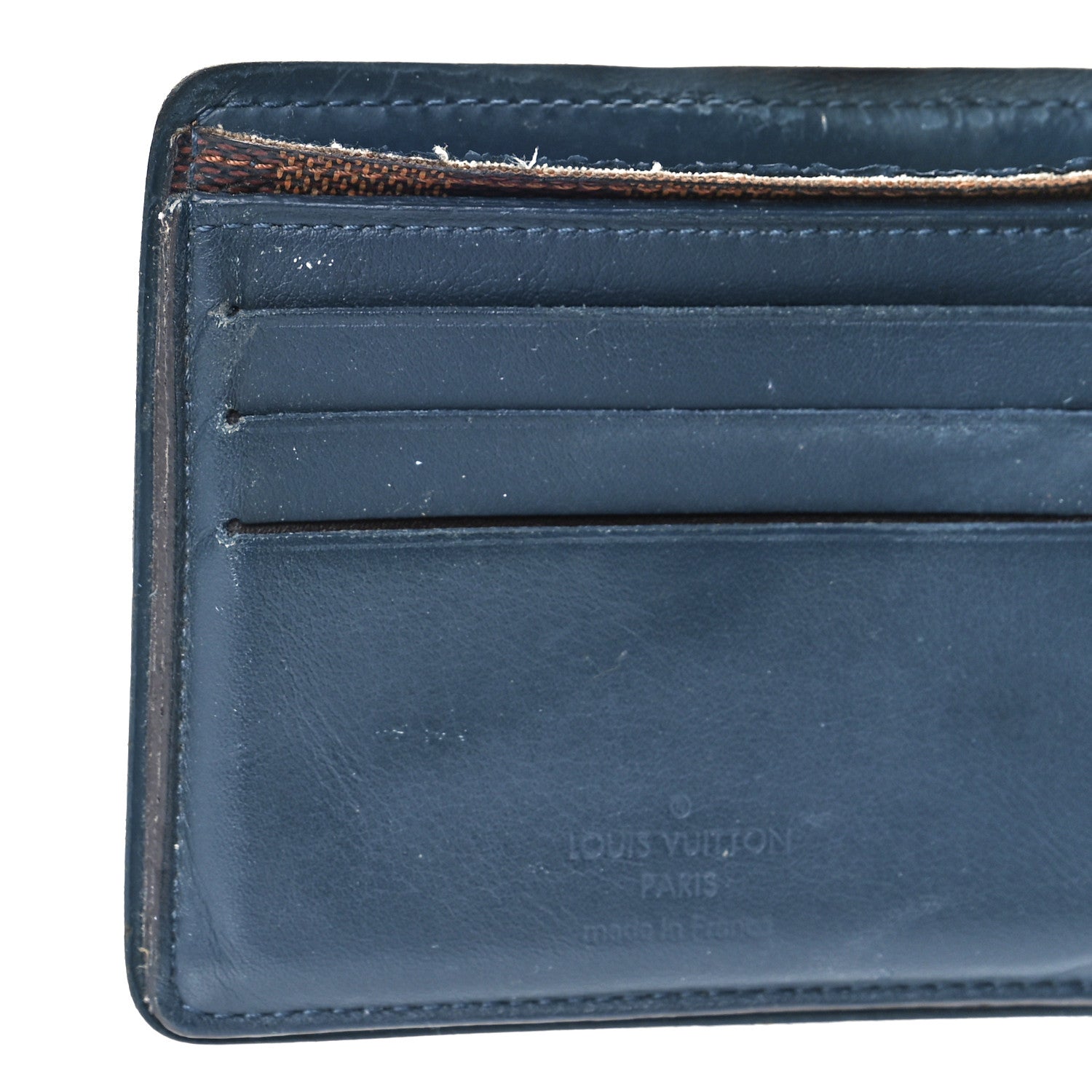 Louis Vuitton Damier Ebene Calfskin Multiple Wallet Blue 7 of 13