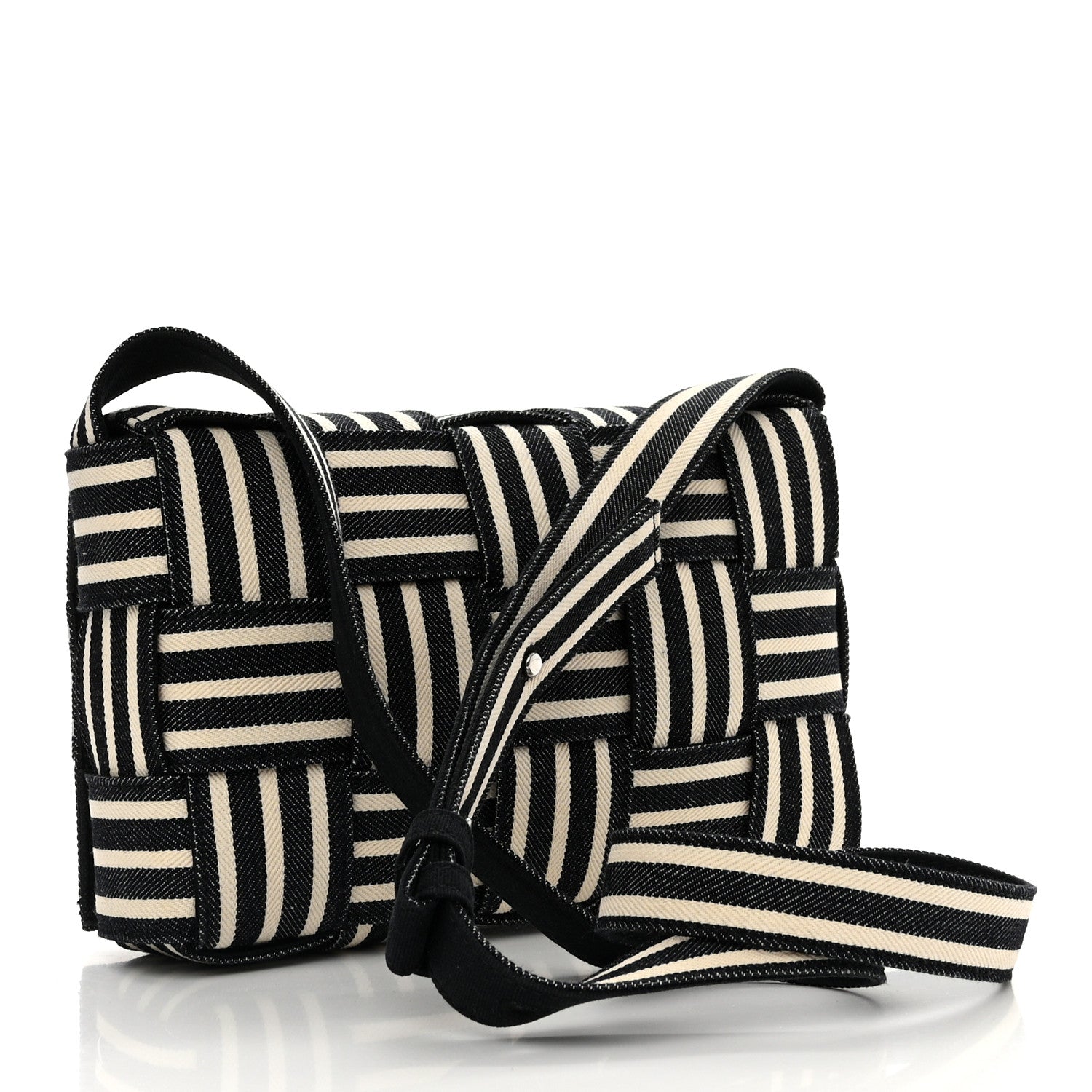 Bottega Veneta Denim Maxi Intrecciato Padded Cassette High Frequency Crossbody Bag Navy White Black 3 of 13
