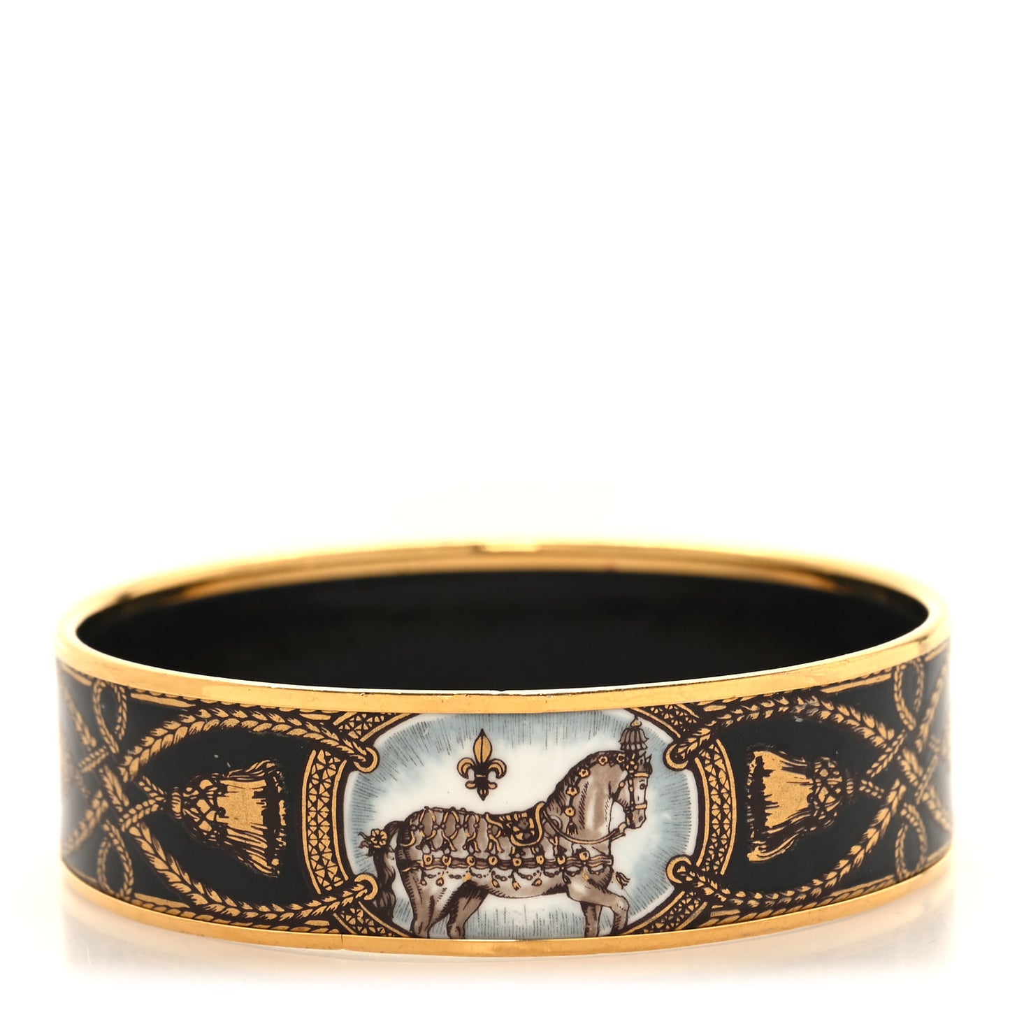 Enamel Printed Wide Grand Apparat Bracelet 70 Black