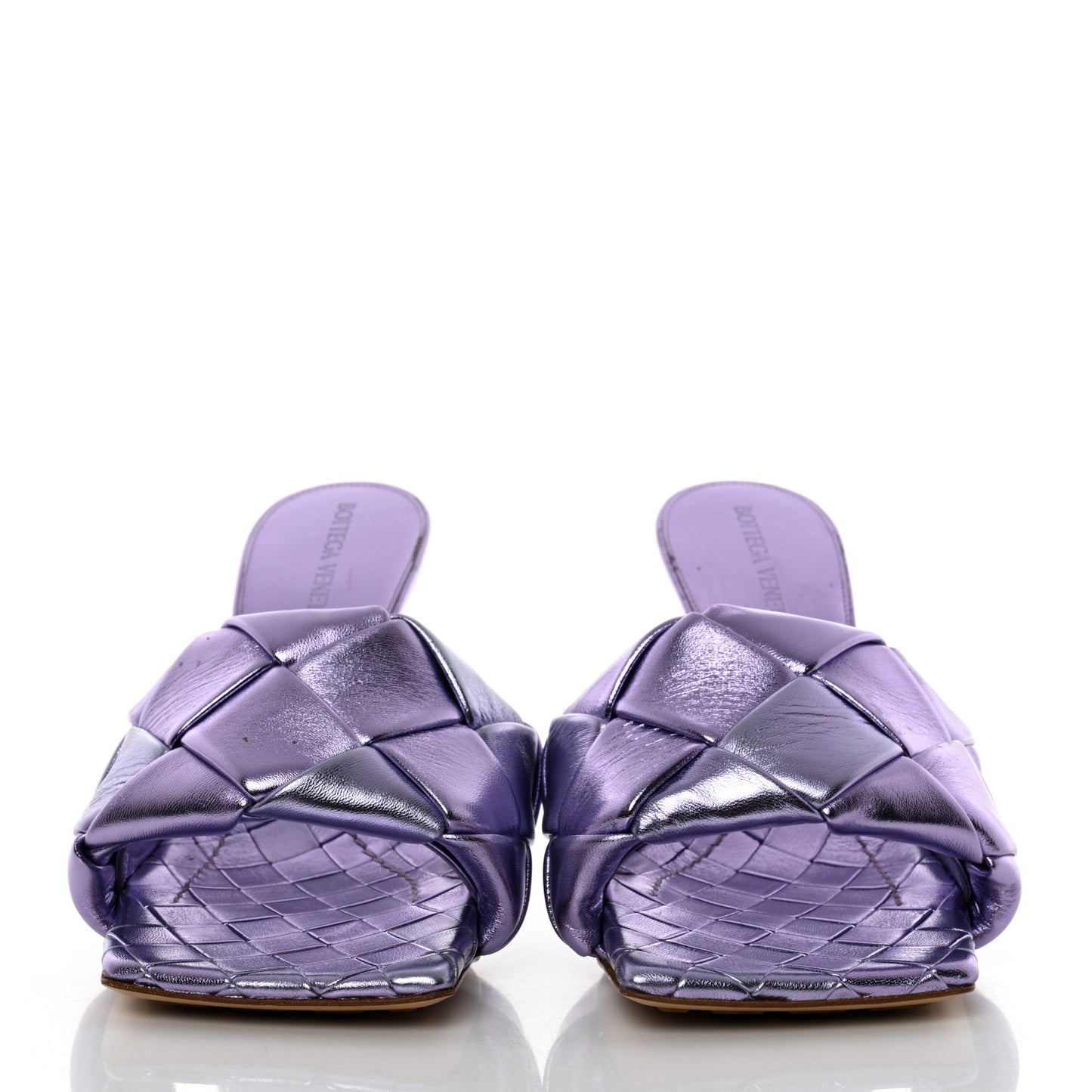 Metallic Nappa Maxi Intrecciato Lido Mule Sandals 36.5 Wisteria