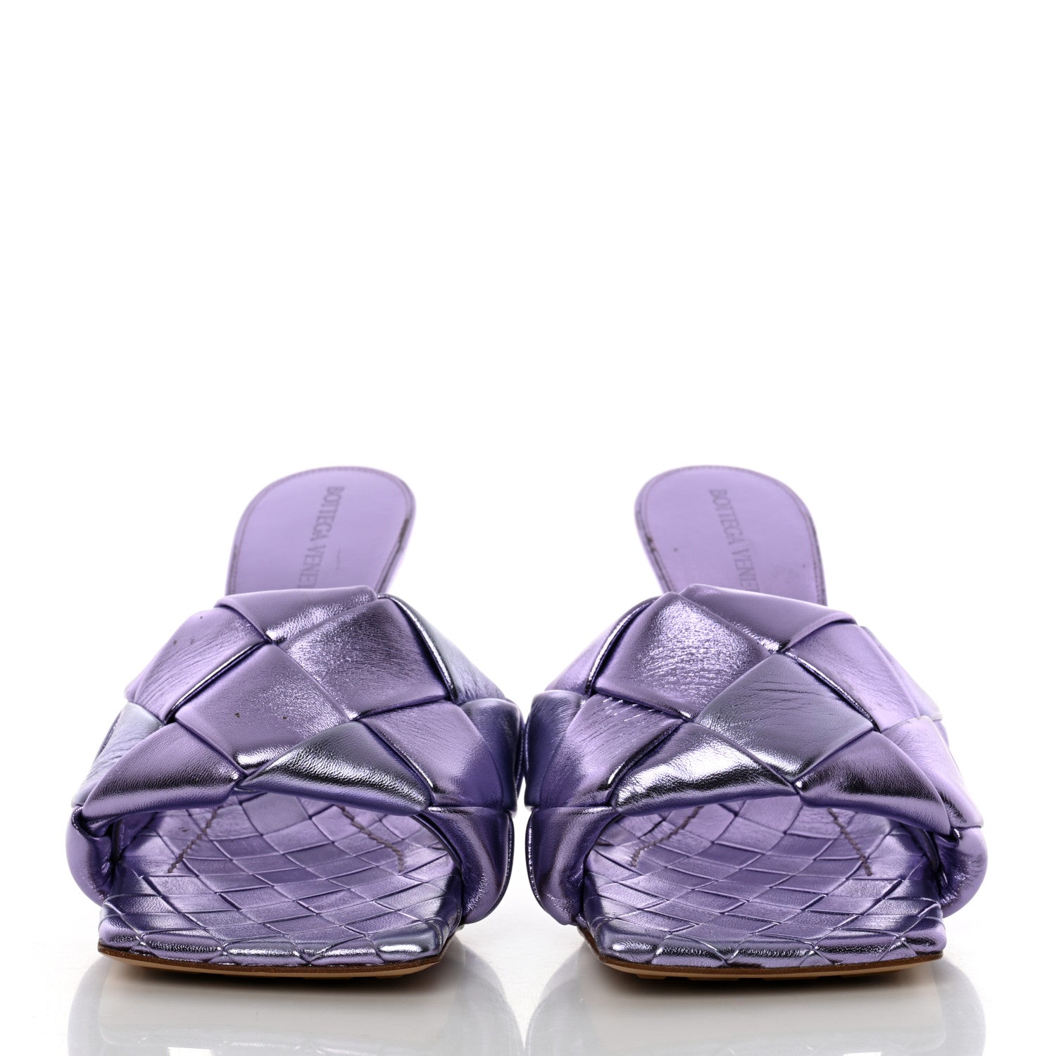 Bottega Veneta Metallic Nappa Maxi Intrecciato Lido Mule Sandals 36.5 Wisteria 2 of 7