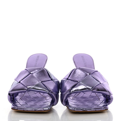 Bottega Veneta Metallic Nappa Maxi Intrecciato Lido Mule Sandals 36.5 Wisteria 2 of 7