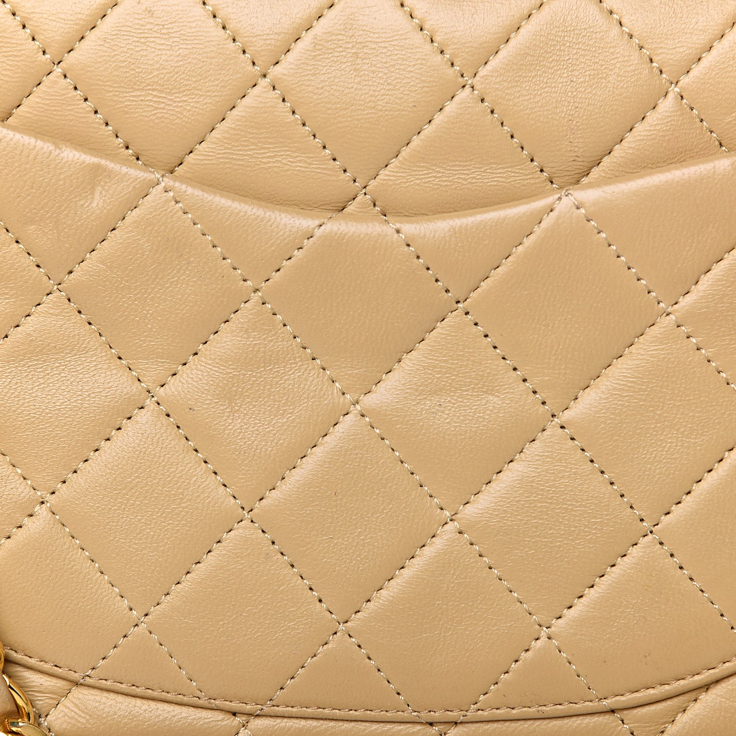 Lambskin Quilted Small Double Flap Beige