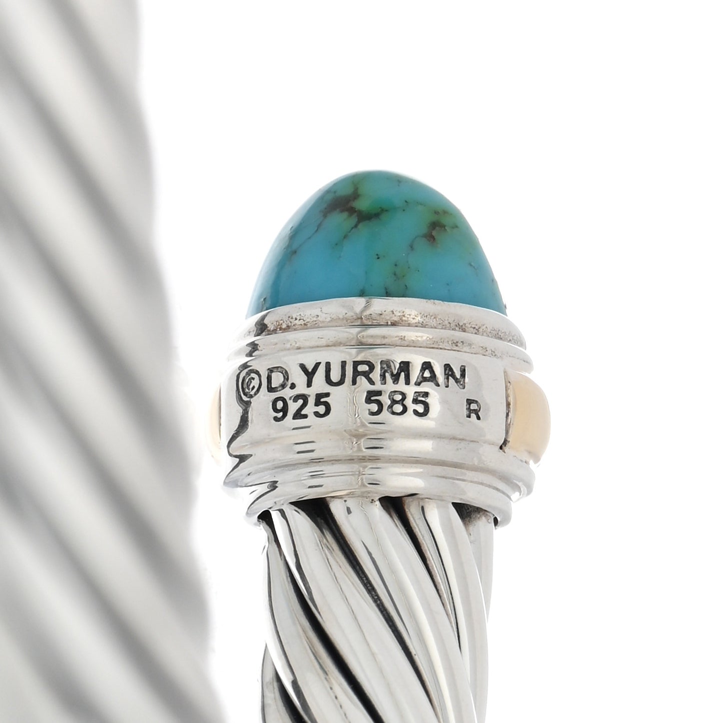 Sterling Silver 14K Yellow Gold Turquoise 7mm Cable Classics Bracelet