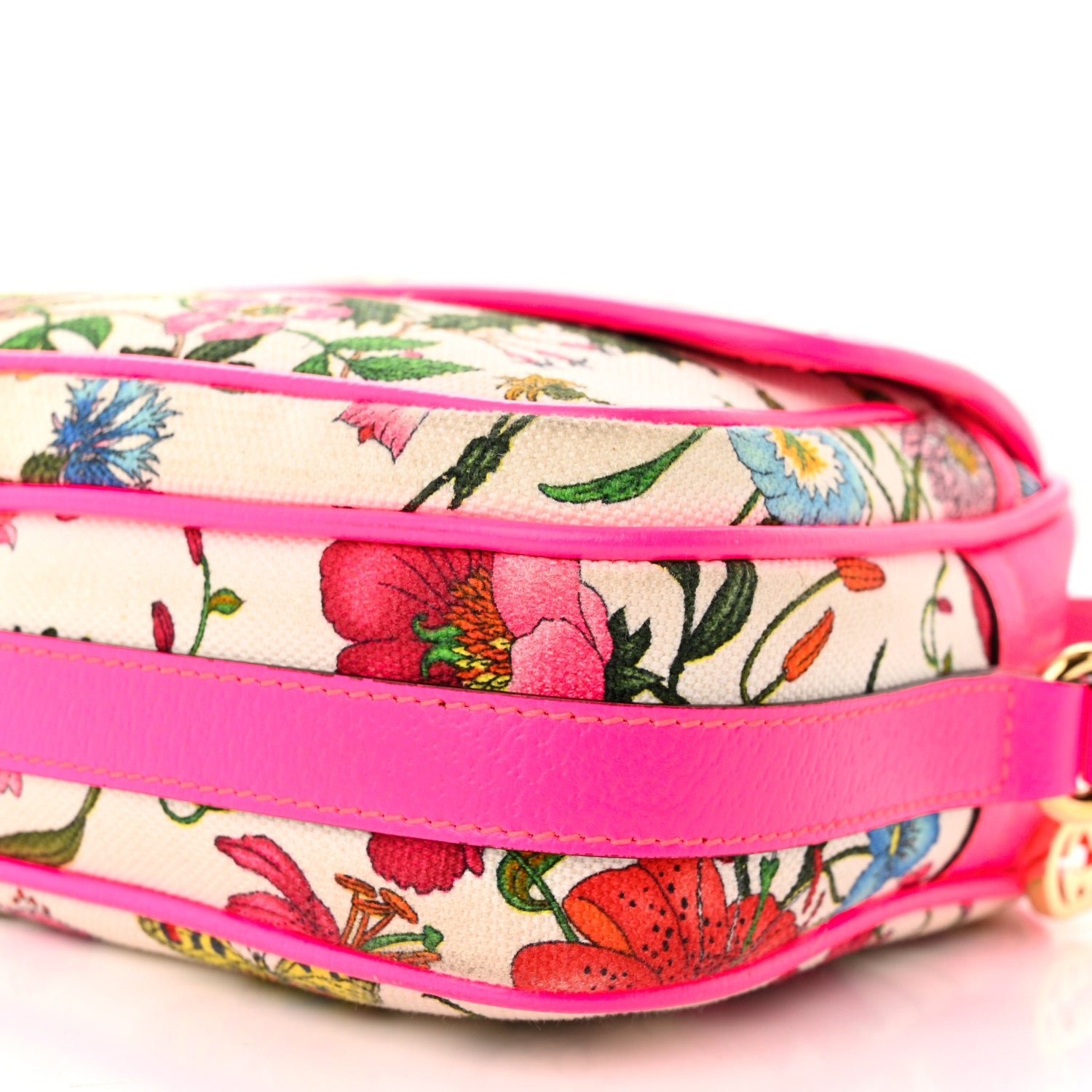 Gucci Canvas Flora Floral Shoulder Bag White Fuchsia Fluo 10 of 11