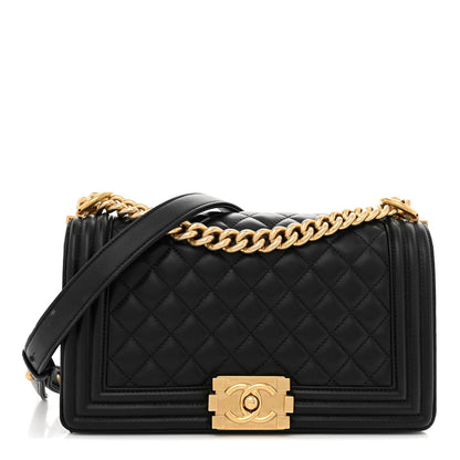 Chanel Lambskin Quilted Medium Boy Flap Black 1 of 14
