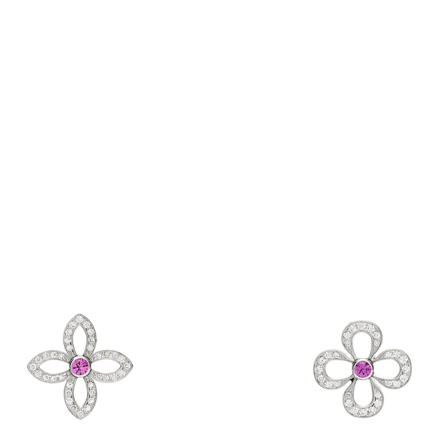 18K White Gold Diamond Pink Sapphire Les Craquantes Earrings
