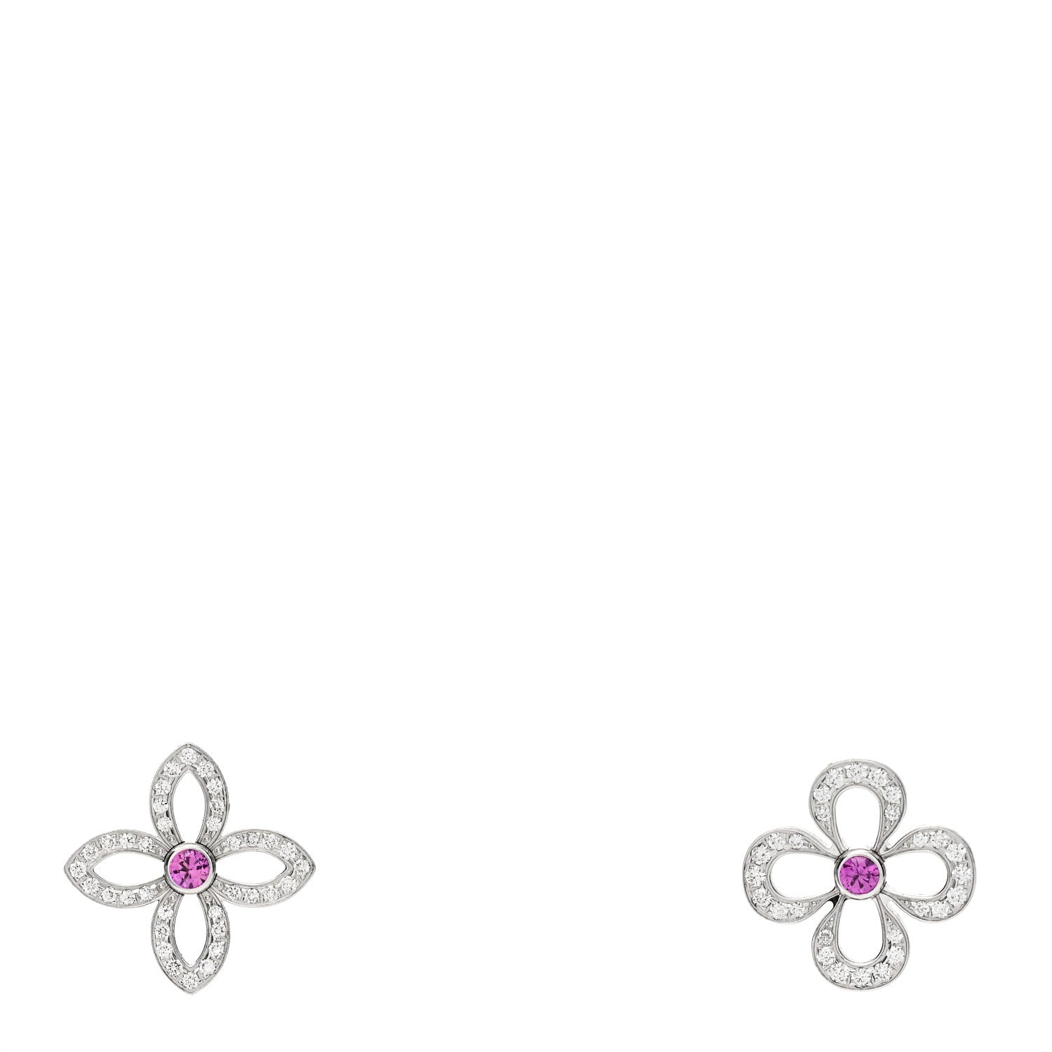 Louis Vuitton 18K White Gold Diamond Pink Sapphire Les Craquantes Earrings 1 of 4