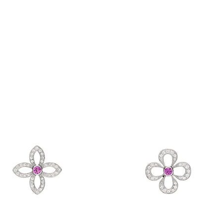Louis Vuitton 18K White Gold Diamond Pink Sapphire Les Craquantes Earrings 1 of 4