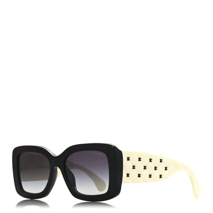 Chanel Acetate Quilted CC Rectangle Sunglasses 5483-A White Black 1 of 7