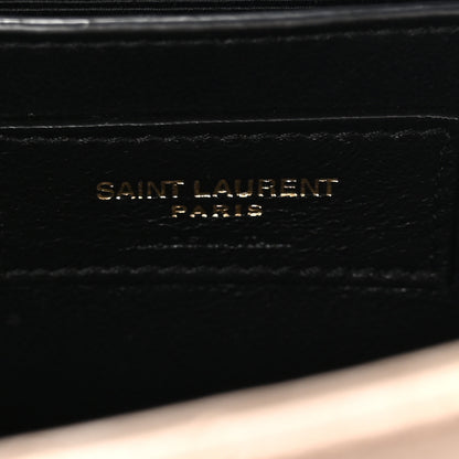 Saint Laurent Grain De Poudre Textured Mixed Matelasse Triquilt Small Monogram Satchel Dark Beige 6 of 11