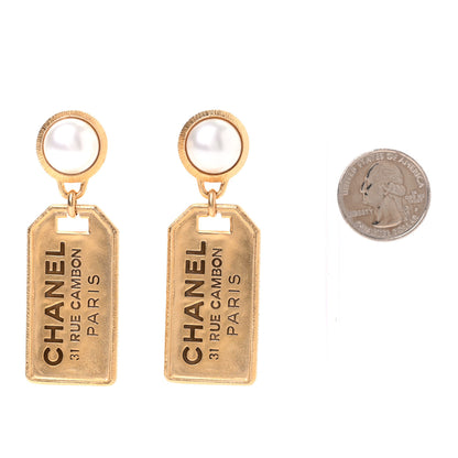 Chanel Pearl CC Tags Drop Earrings Gold 2 of 4