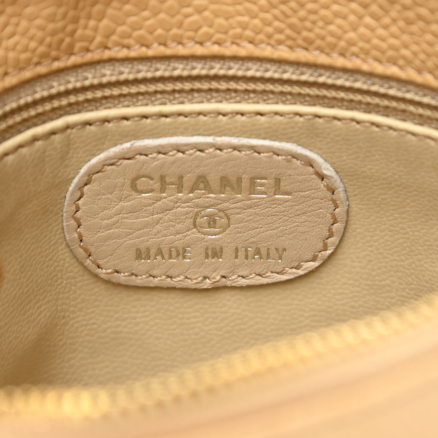 Chanel Caviar Timeless CC Cosmetic Pouch Beige 6 of 9