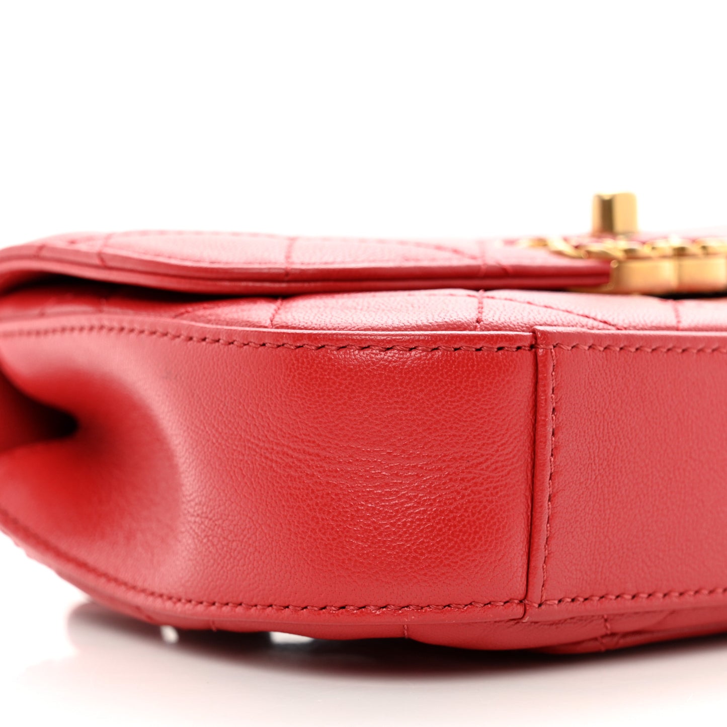 Lambskin Quilted Chain Infinity Waist Belt Bag Red
